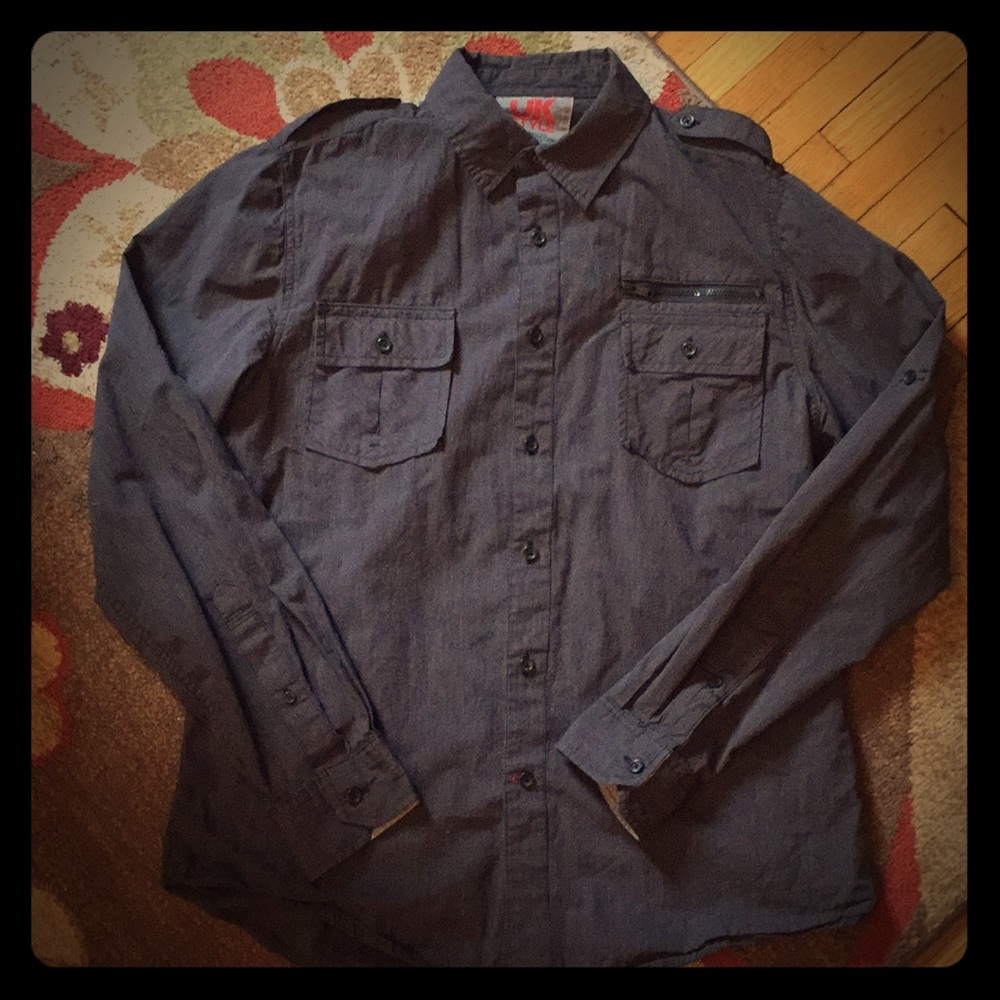 French Connection grey button down shirt